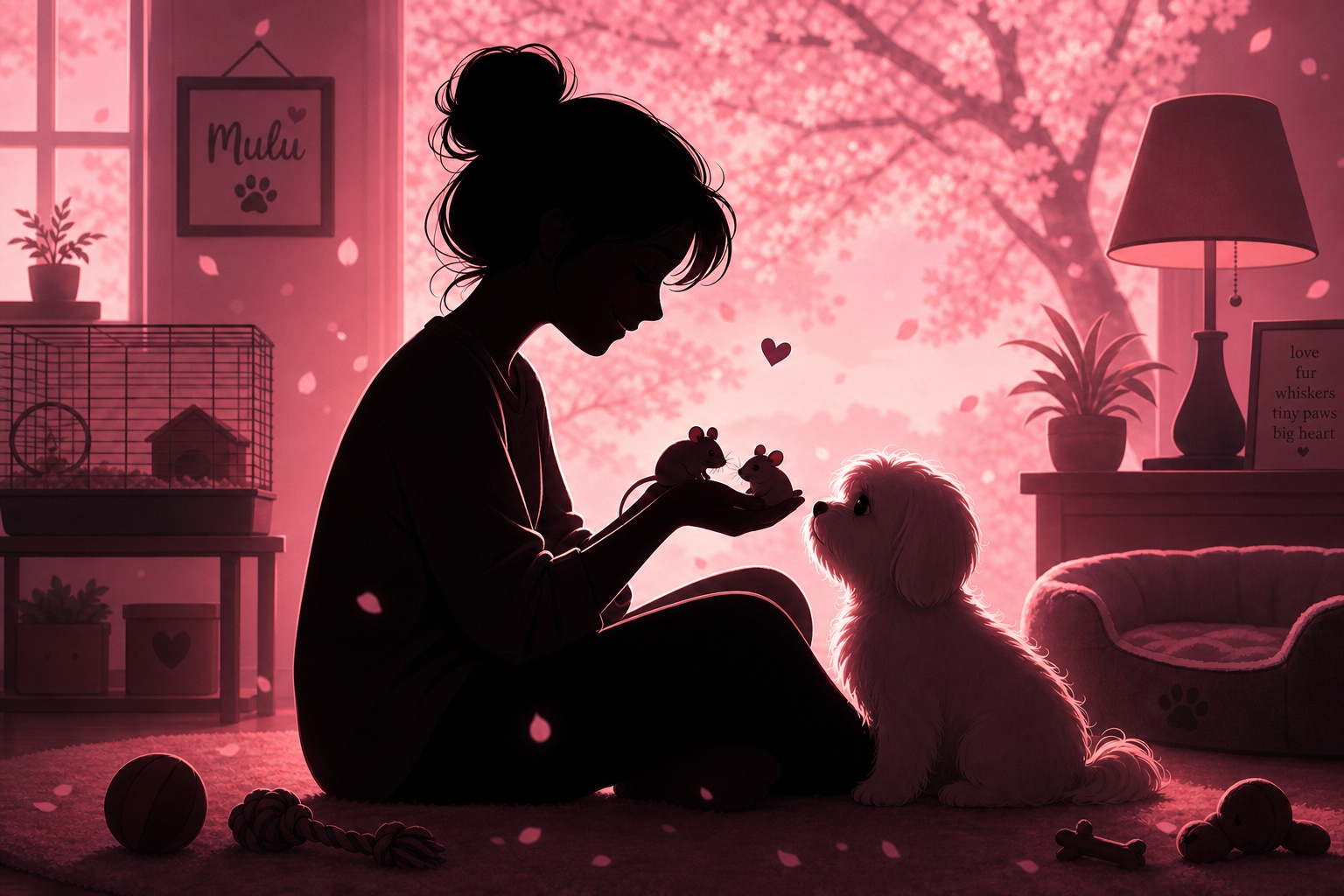 ネズミと犬のイラスト