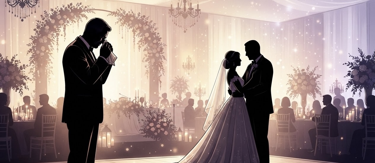 娘の結婚式に参列する父親のイラスト