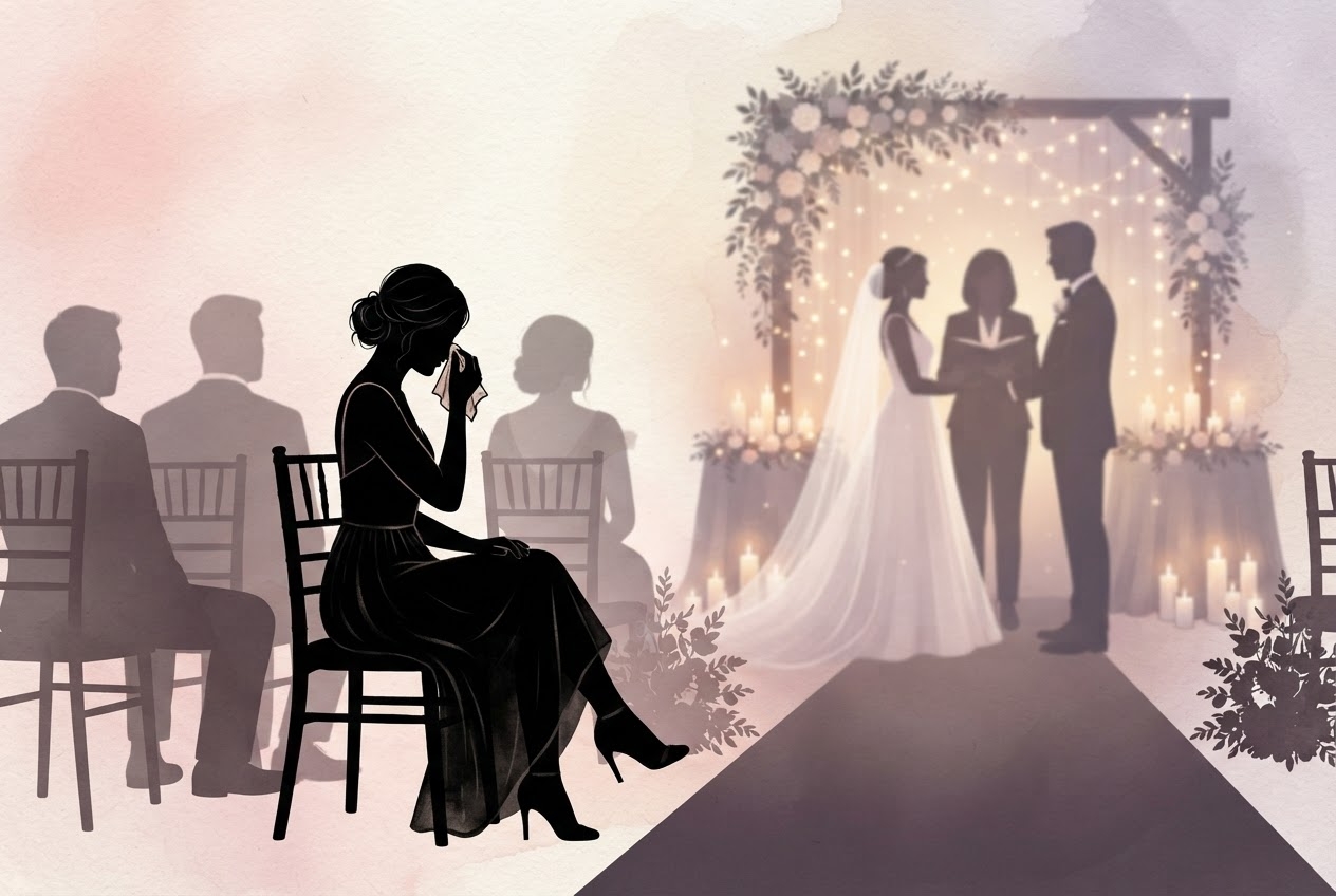 姉の結婚式で泣く妹のイラスト