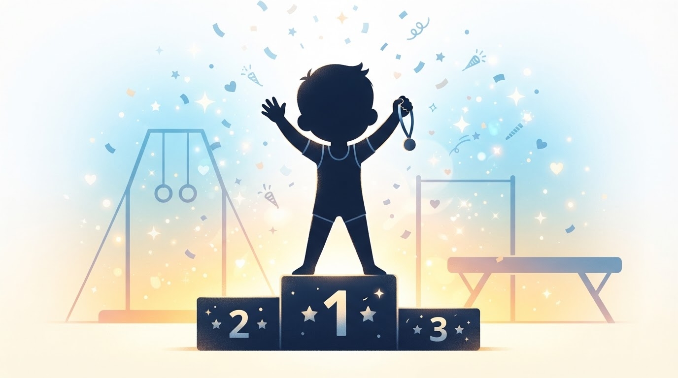 子供が器械体操の選手に選ばれたイラスト